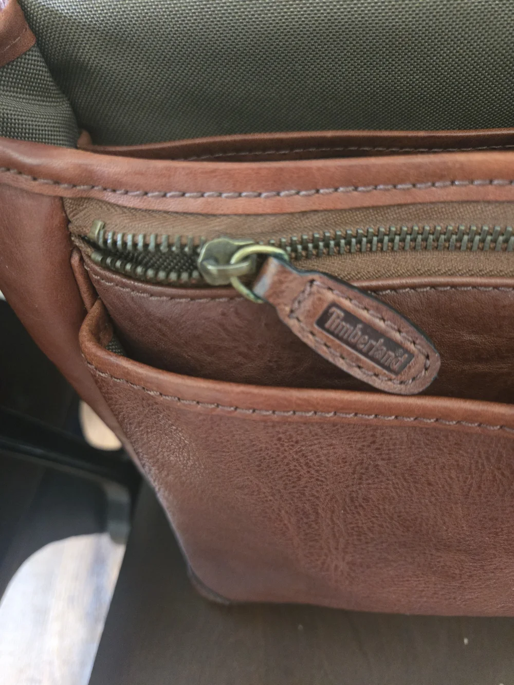 Vintage Timberland Chestnut Brown Leather Briefcase with Brass Buckle